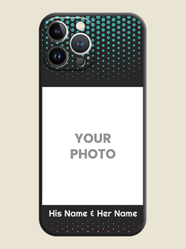 Custom Faded Dots with Grunge Photo Frame and Text on Space Black Custom Soft Matte Phone Cases - iPhone 15 Pro Max - alternate view