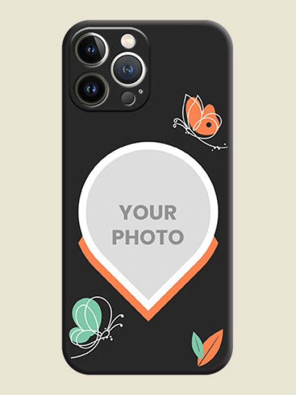 Custom Upload Pic With Simple Butterly Design On Space Black Personalized Soft Matte Phone Covers - iPhone 15 Pro Max - alternate view
