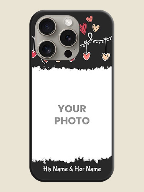 Custom Pink Love Hangings with Name on Space Black Custom Soft Matte Phone Cases - iPhone 15 Pro - alternate view