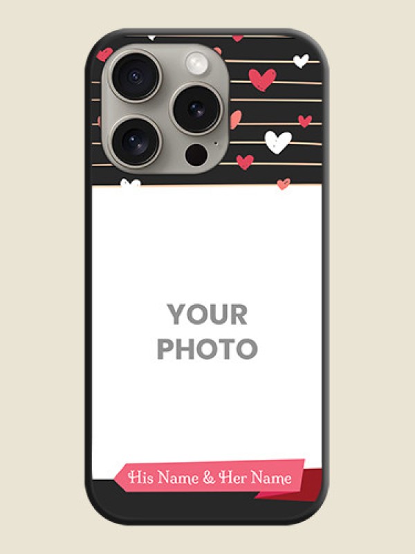 Custom Love Pattern with Name on Pink Ribbon - Photo on Space Black Soft Matte Back Cover - iPhone 15 Pro - alternate view