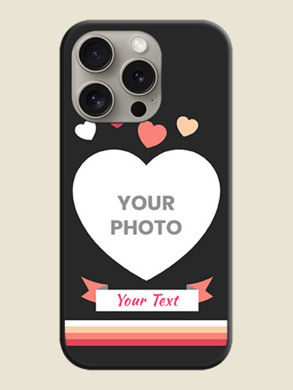 Custom Love Shaped Photo with Colorful Stripes on Personalised Space Black Soft Matte Cases - iPhone 15 Pro - alternate view