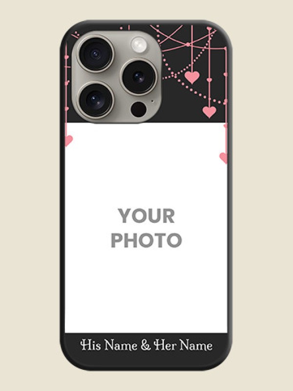 Custom Pink Love Hangings with Text on Space Black Custom Soft Matte Back Cover - iPhone 15 Pro - alternate view