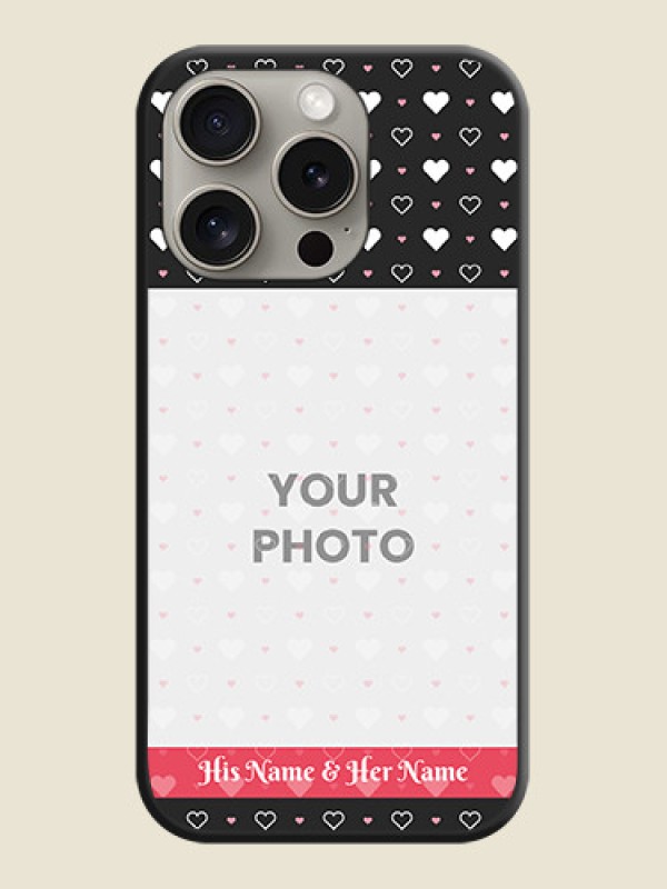 Custom White Color Love Symbols with Text Design - Photo on Space Black Soft Matte Phone Cover - iPhone 15 Pro - alternate view