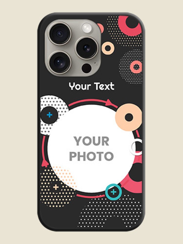 Custom Multicoloured Round Image on Personalised Space Black Soft Matte Cases - iPhone 15 Pro - alternate view
