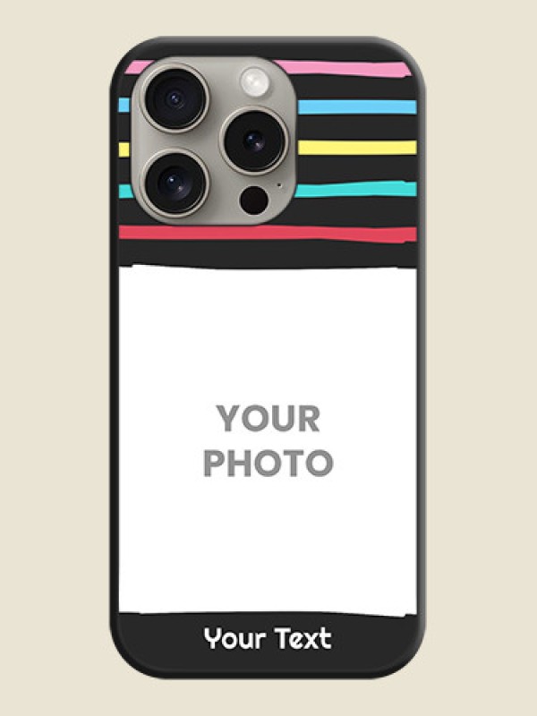 Custom Multicolor Lines with Image on Space Black Personalized Soft Matte Phone Covers - iPhone 15 Pro - alternate view