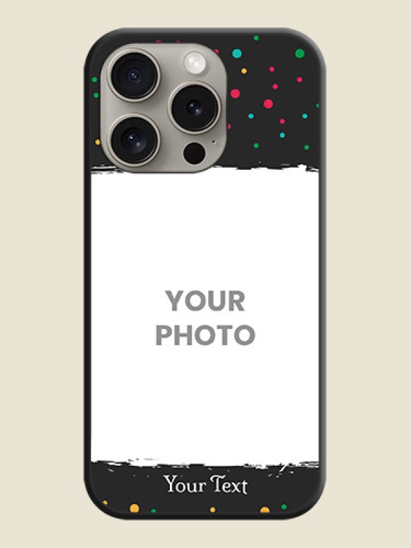 Custom Multicolor Dotted Pattern with Text on Space Black Custom Soft Matte Phone Back Cover - iPhone 15 Pro - alternate view