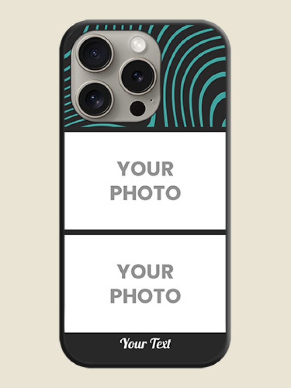 Custom Wave Pattern with 2 Image Holder on Space Black Personalized Soft Matte Phone Covers - iPhone 15 Pro - alternate view