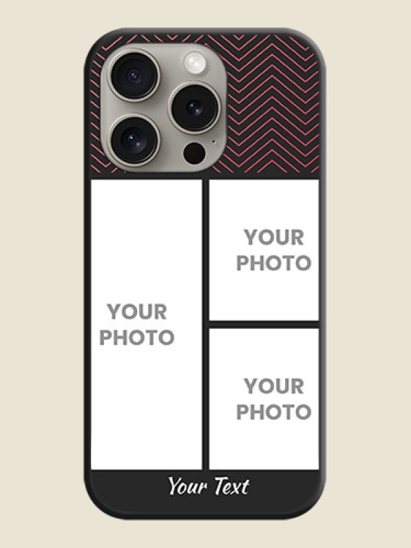 Custom Wave Pattern with 3 Image Holder on Space Black Custom Soft Matte Back Cover - iPhone 15 Pro - alternate view