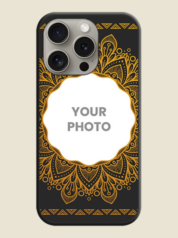 Custom Round Image with Floral Design - Photo on Space Black Soft Matte Mobile Cover - iPhone 15 Pro - alternate view