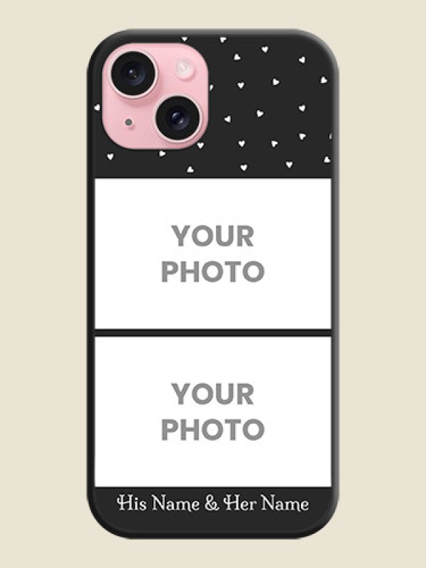 Custom Miniature Love Symbols with Name on Space Black Custom Soft Matte Back Cover - iPhone 15 - alternate view