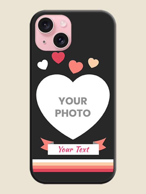 Custom Love Shaped Photo with Colorful Stripes on Personalised Space Black Soft Matte Cases - iPhone 15 - alternate view