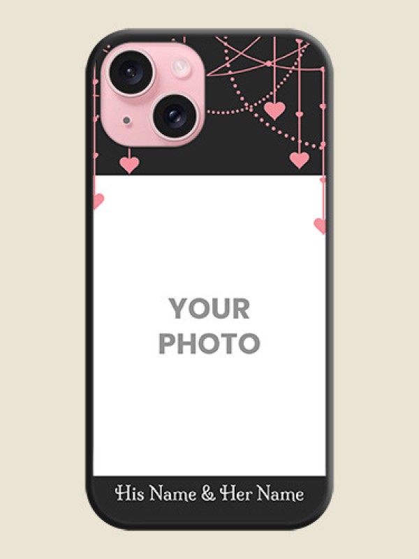 Custom Pink Love Hangings with Text on Space Black Custom Soft Matte Back Cover - iPhone 15 - alternate view
