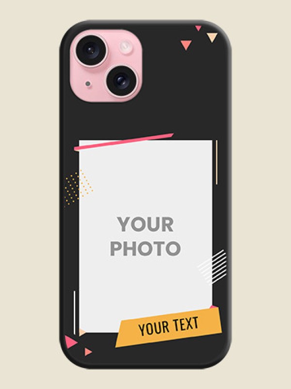 Custom Photo Frame with Triangle Small Dots - Photo on Space Black Soft Matte Back Cover - iPhone 15 - alternate view
