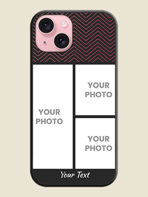 Custom Wave Pattern with 3 Image Holder on Space Black Custom Soft Matte Back Cover - iPhone 15 - alternate view