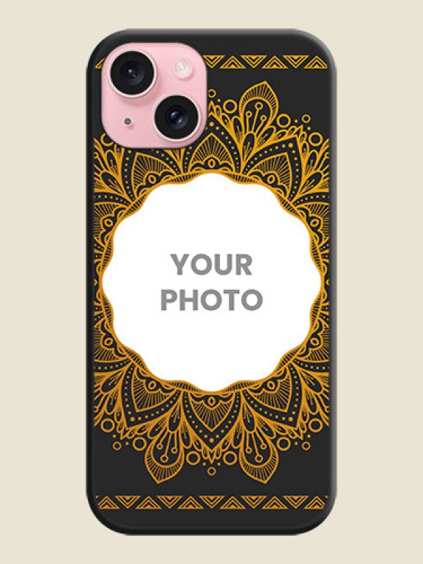 Custom Round Image with Floral Design - Photo on Space Black Soft Matte Mobile Cover - iPhone 15 - alternate view