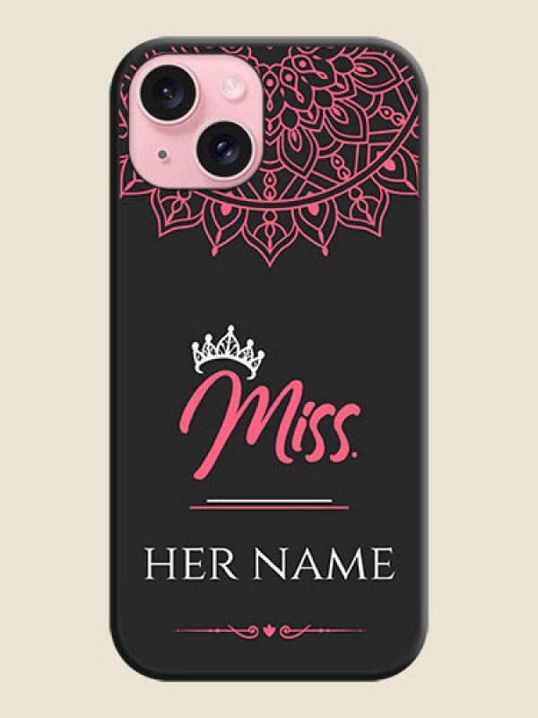 Custom Mrs Name with Floral Design on Space Black Personalized Soft Matte Phone Covers - iPhone 15 - alternate view