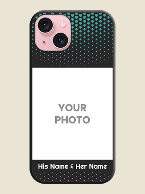 Custom Faded Dots with Grunge Photo Frame and Text on Space Black Custom Soft Matte Phone Cases - iPhone 15 - alternate view