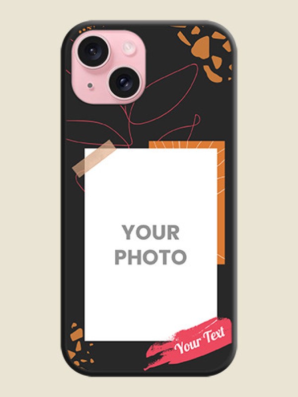 Custom Orange Photo Frame on Space Black Custom Soft Matte Phone Back Cover - iPhone 15 - alternate view