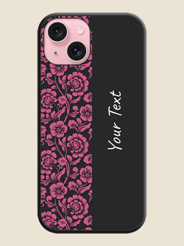 Custom Pink Floral Pattern Design With Custom Text On Space Black Personalized Soft Matte Phone Covers - iPhone 15 - alternate view