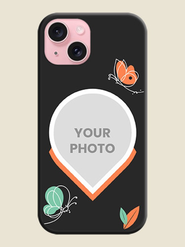Custom Upload Pic With Simple Butterly Design On Space Black Personalized Soft Matte Phone Covers - iPhone 15 - alternate view