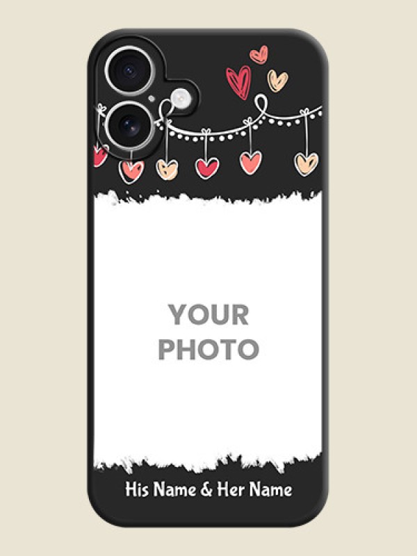 Custom Pink Love Hangings with Name On Space Black Custom Soft Matte Mobile Back Cover - iPhone 16 Plus - alternate view