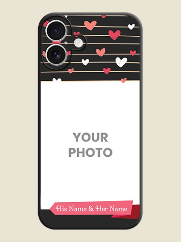 Custom Love Pattern with Name on Pink Ribbon on Photo On Space Black Custom Soft Matte Mobile Back Cover - iPhone 16 Plus - alternate view