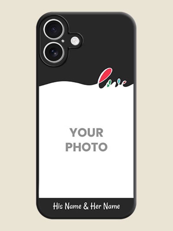 Custom Fall in Love Pattern with Picture on Photo On Space Black Custom Soft Matte Mobile Back Cover - iPhone 16 Plus - alternate view