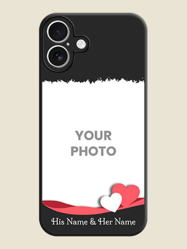 Custom Pin Color Love Shaped Ribbon Design with Text On Space Black Custom Soft Matte Mobile Back Cover - iPhone 16 Plus - alternate view