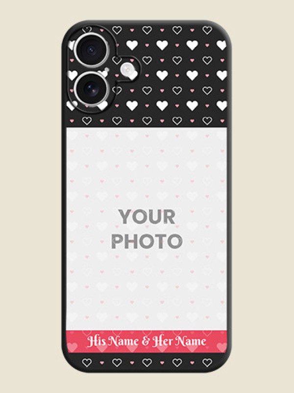 Custom White Color Love Symbols with Text Design on Photo On Space Black Custom Soft Matte Mobile Back Cover - iPhone 16 Plus - alternate view