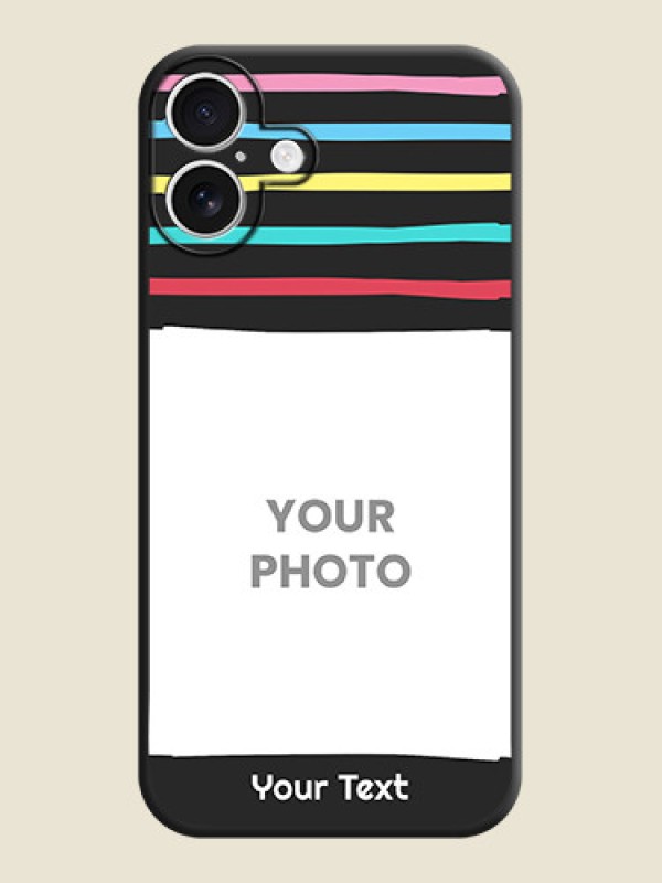 Custom Multicolor Lines with Image On Space Black Custom Soft Matte Mobile Back Cover - iPhone 16 Plus - alternate view