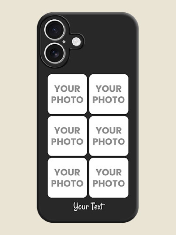 Custom Floral Art with 6 Image Holder on Photo On Space Black Custom Soft Matte Mobile Back Cover - iPhone 16 Plus - alternate view