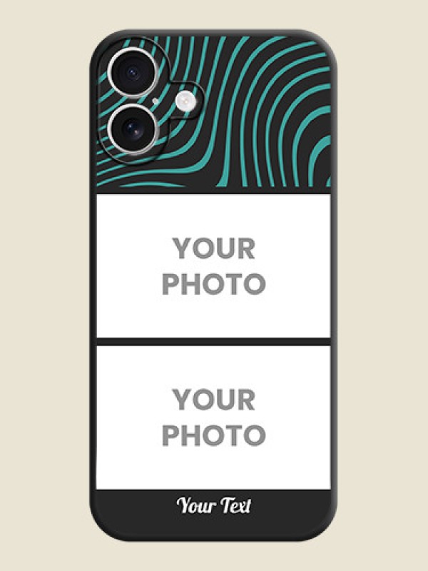 Custom Wave Pattern with 2 Image Holder On Space Black Custom Soft Matte Mobile Back Cover - iPhone 16 Plus - alternate view