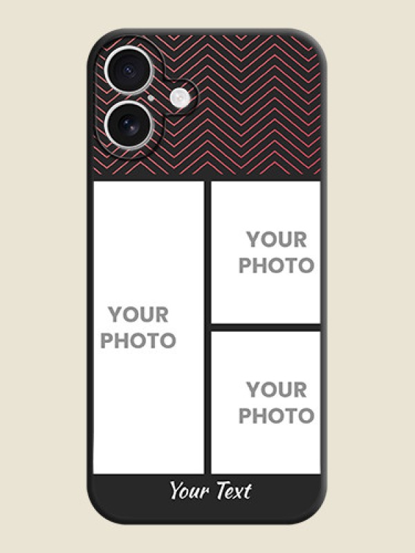 Custom Wave Pattern with 3 Image Holder On Space Black Custom Soft Matte Mobile Back Cover - iPhone 16 Plus - alternate view