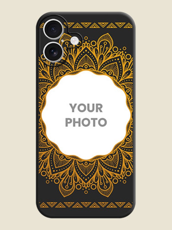 Custom Round Image with Floral Design On Space Black Custom Soft Matte Mobile Back Cover - iPhone 16 Plus - alternate view