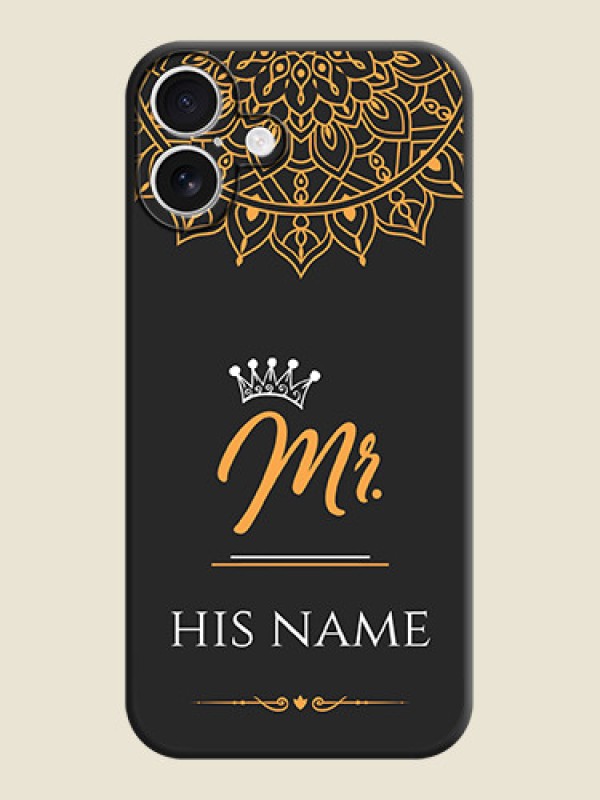 Custom Mr Name with Floral Design On Space Black Custom Soft Matte Mobile Back Cover - iPhone 16 Plus - alternate view