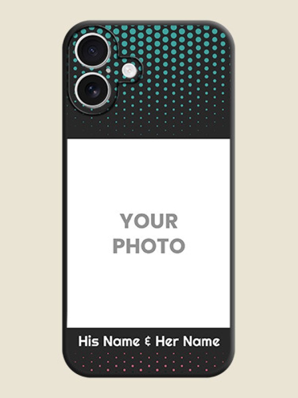 Custom Faded Dots with Grunge Photo Frame and Text On Space Black Custom Soft Matte Mobile Back Cover - iPhone 16 Plus - alternate view