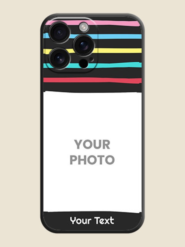 Custom Multicolor Lines with Image On Space Black Custom Soft Matte Mobile Back Cover - iPhone 16 Pro Max - alternate view