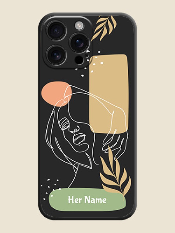 Custom Custom Text With Line Art Of Women & Leaves Design On Space Black Custom Soft Matte Mobile Back Cover - iPhone 16 Pro Max - alternate view