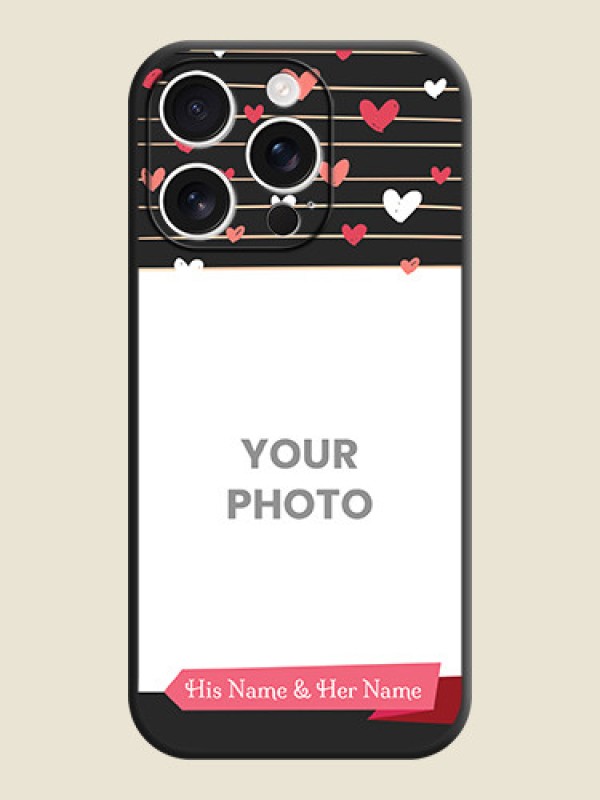Custom Love Pattern with Name on Pink Ribbon on Photo On Space Black Custom Soft Matte Mobile Back Cover - iPhone 16 Pro - alternate view