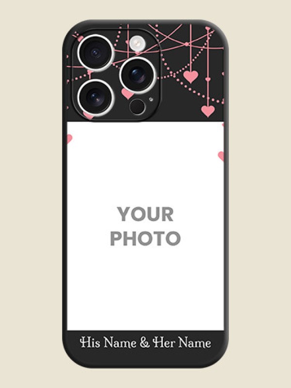 Custom Pink Love Hangings with Text On Space Black Custom Soft Matte Mobile Back Cover - iPhone 16 Pro - alternate view