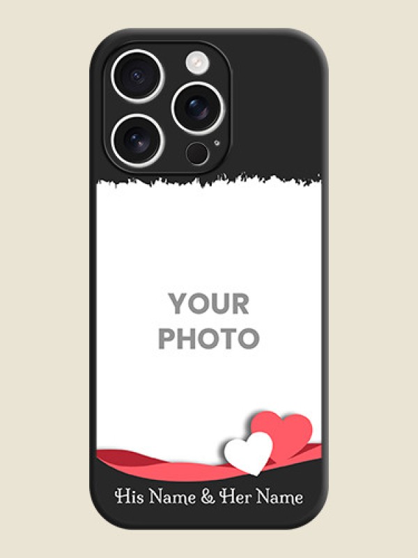 Custom Pin Color Love Shaped Ribbon Design with Text On Space Black Custom Soft Matte Mobile Back Cover - iPhone 16 Pro - alternate view