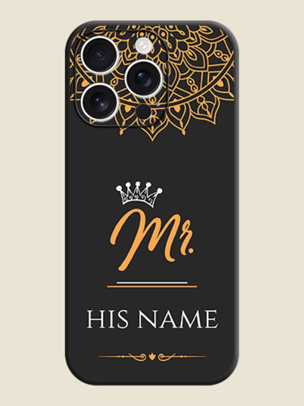 Custom Mr Name with Floral Design On Space Black Custom Soft Matte Mobile Back Cover - iPhone 16 Pro - alternate view