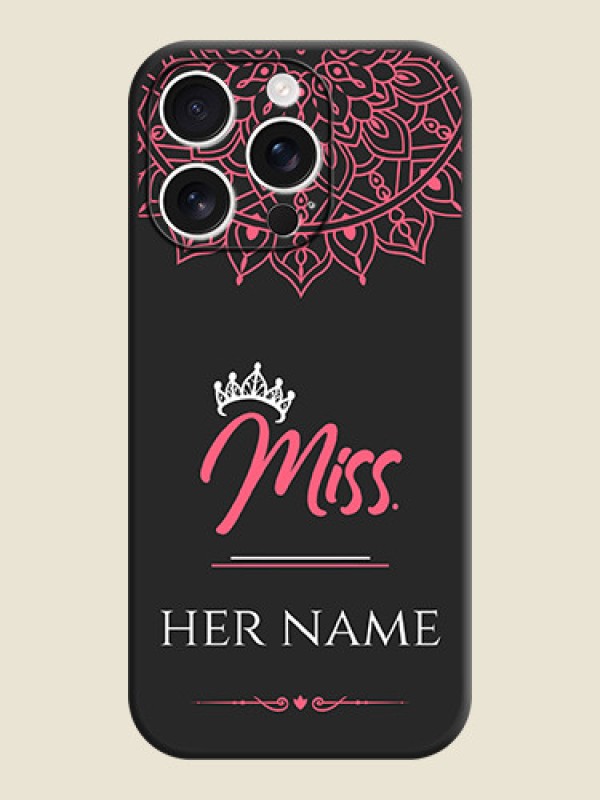 Custom Mrs Name with Floral Design On Space Black Custom Soft Matte Mobile Back Cover - iPhone 16 Pro - alternate view