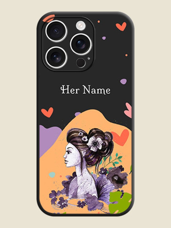 Custom Namecase For Her With Fancy Lady Image On Space Black Custom Soft Matte Mobile Back Cover - iPhone 16 Pro - alternate view