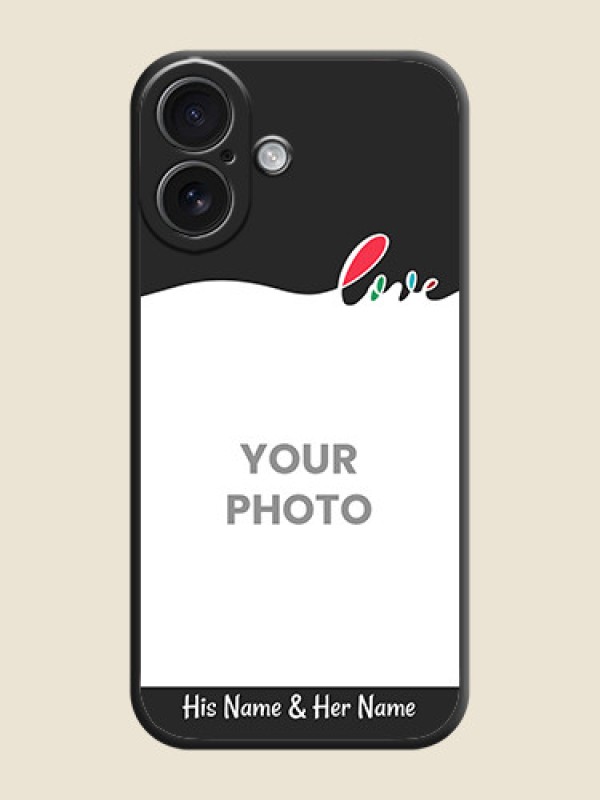 Custom Fall in Love Pattern with Picture on Photo On Space Black Custom Soft Matte Mobile Back Cover - iPhone 16 - alternate view