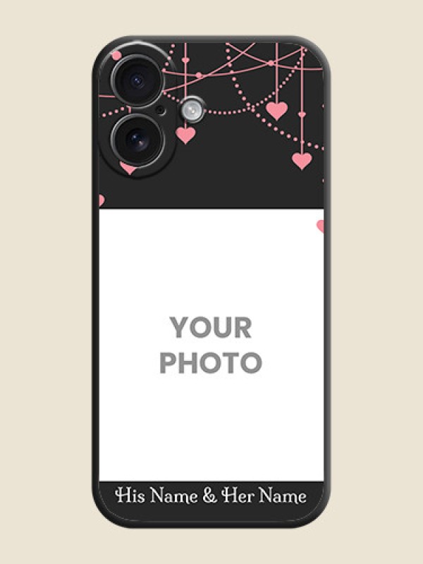 Custom Pink Love Hangings with Text On Space Black Custom Soft Matte Mobile Back Cover - iPhone 16 - alternate view