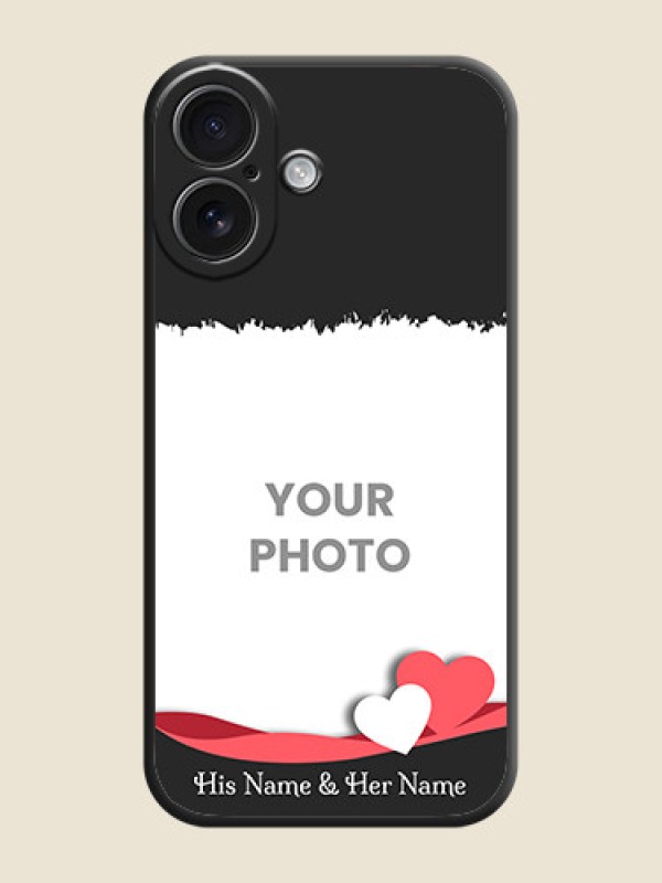 Custom Pin Color Love Shaped Ribbon Design with Text On Space Black Custom Soft Matte Mobile Back Cover - iPhone 16 - alternate view