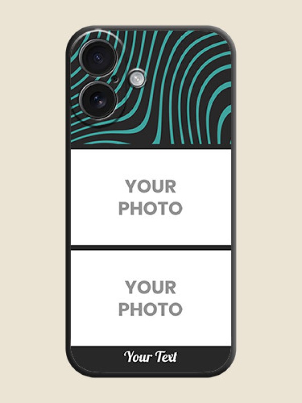 Custom Wave Pattern with 2 Image Holder On Space Black Custom Soft Matte Mobile Back Cover - iPhone 16 - alternate view