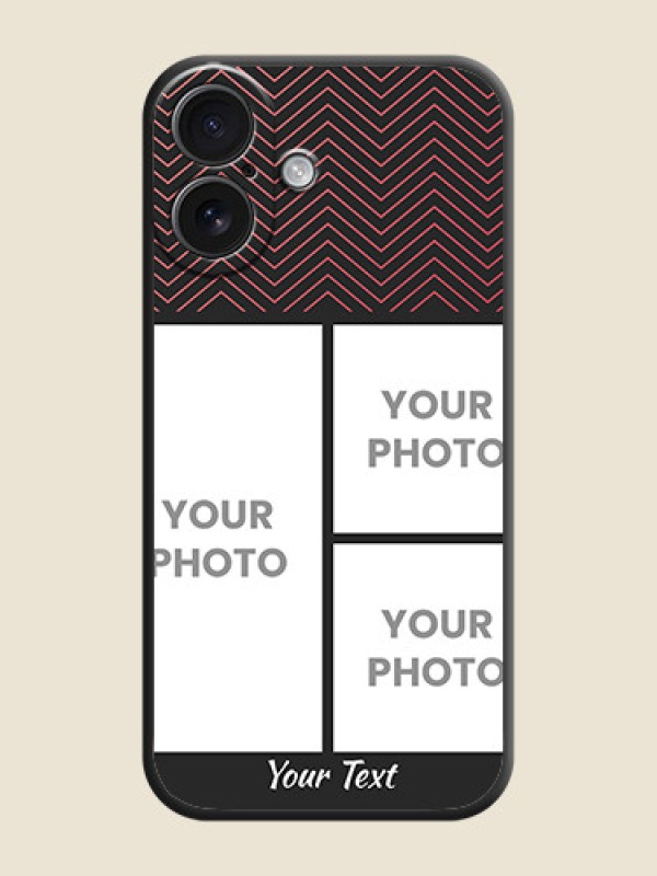 Custom Wave Pattern with 3 Image Holder On Space Black Custom Soft Matte Mobile Back Cover - iPhone 16 - alternate view