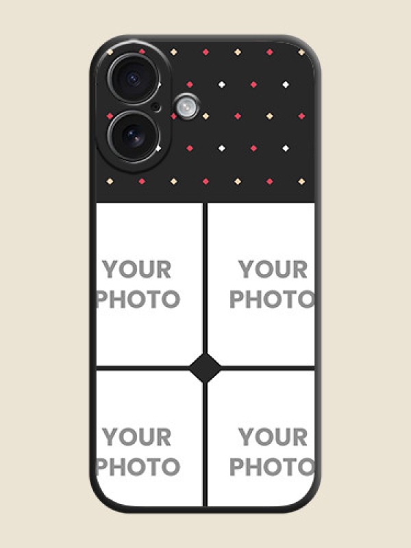 Custom Multicolor Dotted Pattern with 4 Image Holder On Space Black Custom Soft Matte Mobile Back Cover - iPhone 16 - alternate view